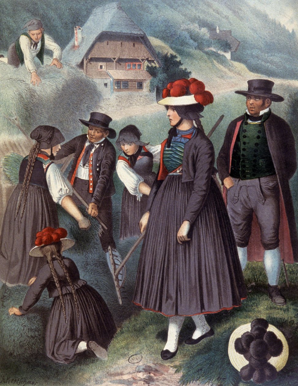 Rolníci v okolí Badenu, kolem roku 1860 (rytina) od Albert Kretschmer