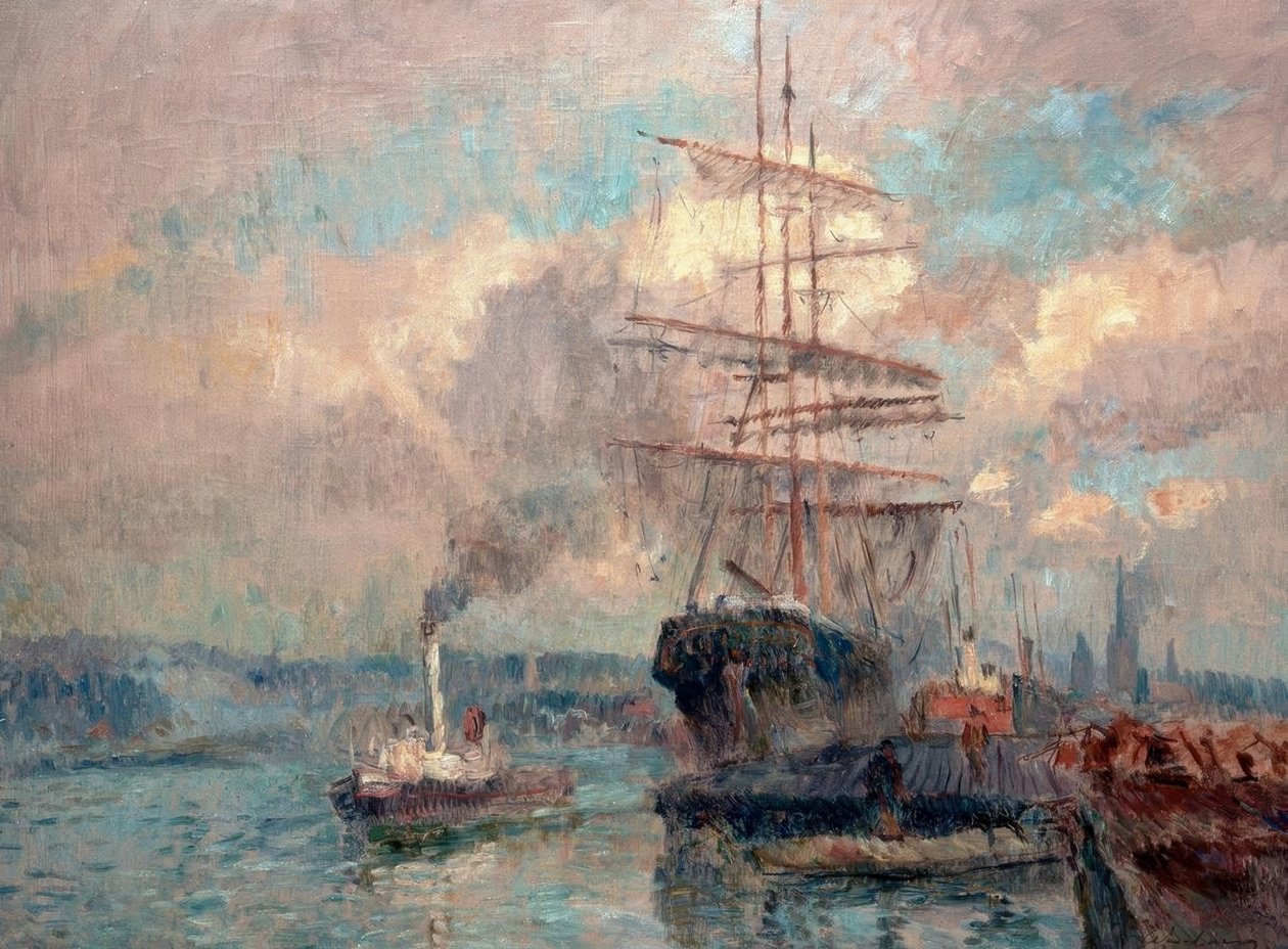 V přístavu Rouen od Albert Lebourg