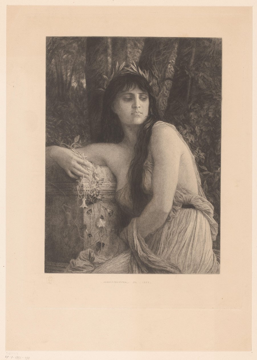 Žena s vavřínovým věncem, možná múza od Albert Ludovic Paul Emile Antony Duvivier