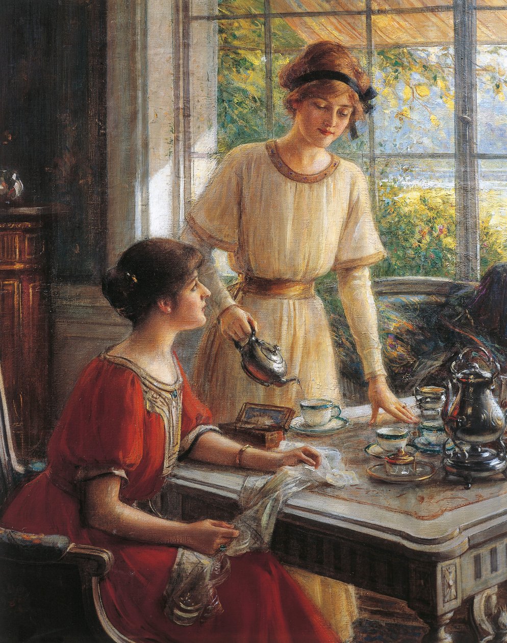 Detail z Ženy při čaji, Albert Lynch (1851-1912) od Albert Lynch