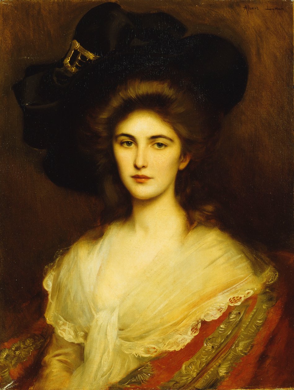 Portrét elegantní dámy v černém klobouku, od Albert Lynch