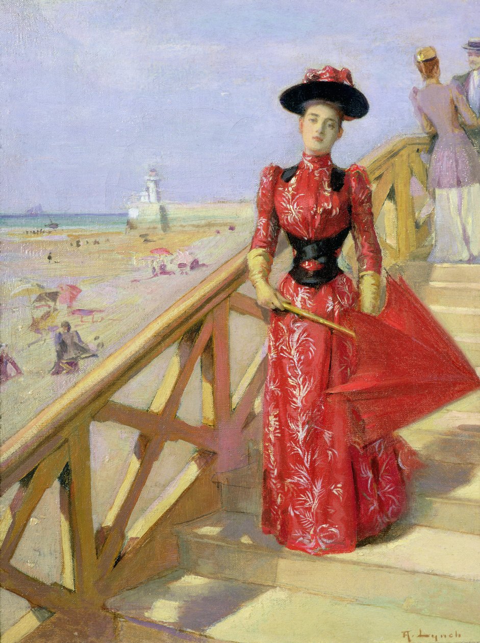 Žena kráčí po schodech na pláž od Albert Lynch