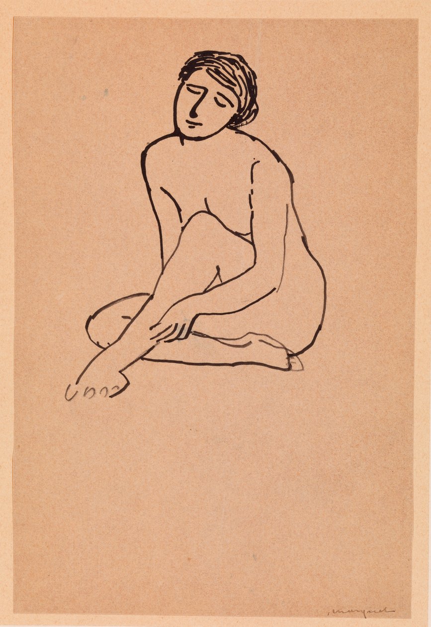Nahá žena sedí (pero a inkoust na papíře) od Albert Marquet