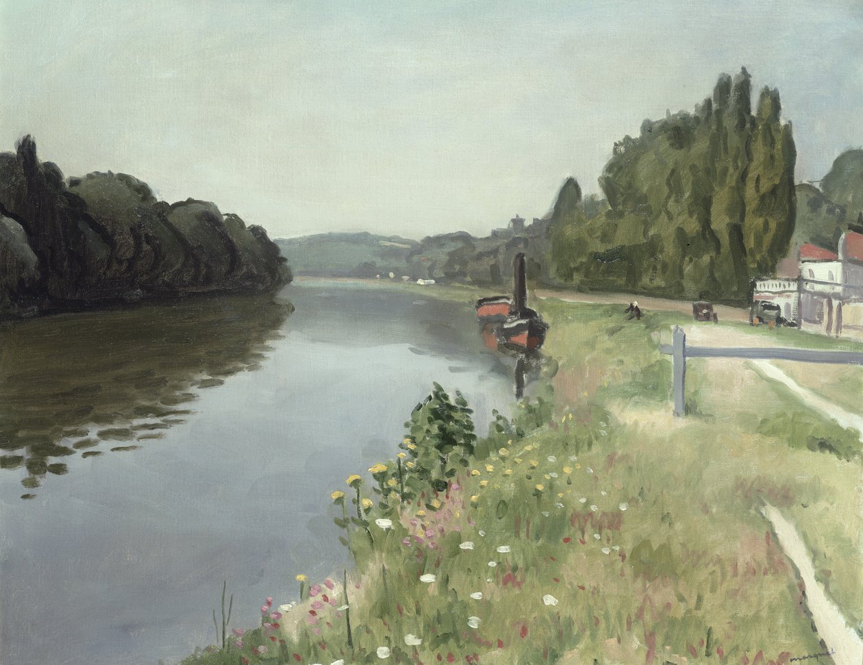 Břehy Seiny v Mericourtu poblíž Mantes od Albert Marquet