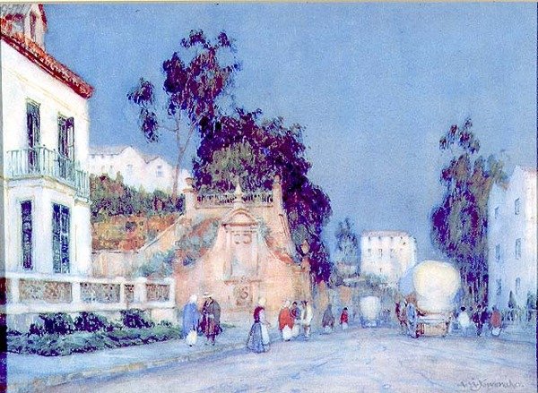 Podvečer ve španělském městě od Albert Moulton Foweraker