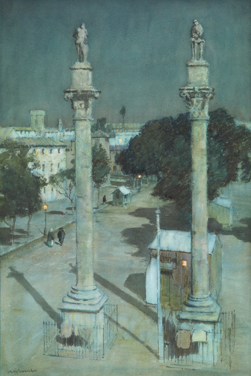 Moonlight - Alameda de Hércules, Sevilla (akvarel na papíře) od Albert Moulton Foweraker