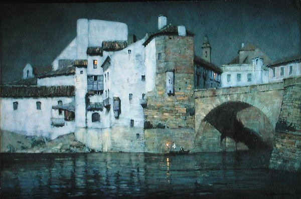 Moonlight, Puente Genil, Španělsko (tužka a akvarel na papíře) od Albert Moulton Foweraker
