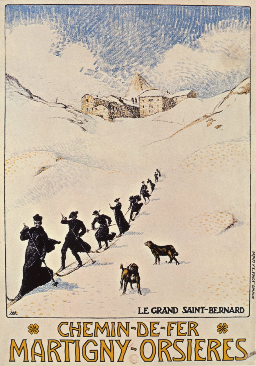 Plakát propagující francouzskou železnici z Martigny do Orsieres, 1913 od Albert Muret