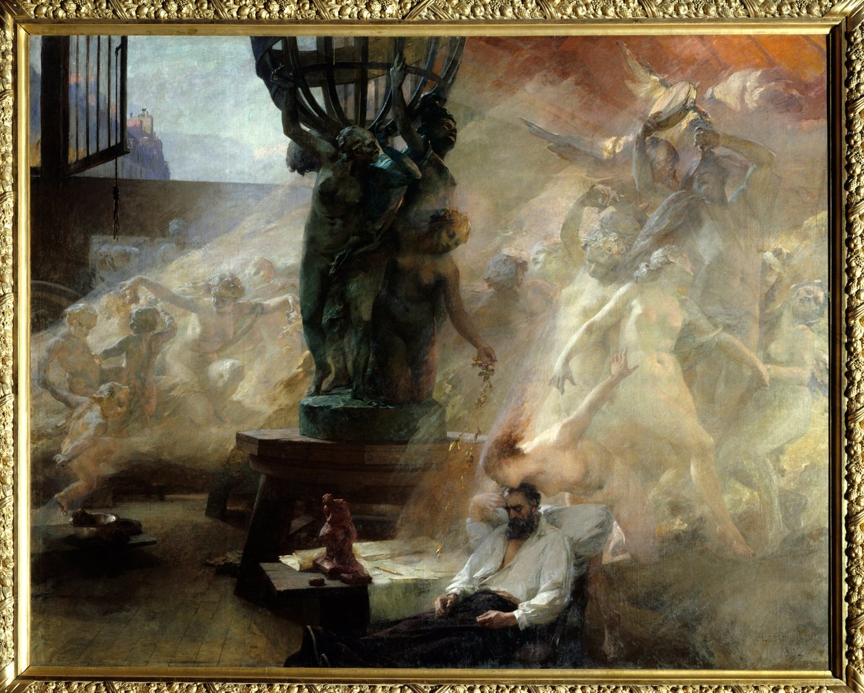 Smrt Jean Baptiste (Jean-Baptiste) Carpeaux (1827-1875), francouzský sochař. Obraz Alberta Maignana (1845-1908) od Albert Pierre Rene Maignan