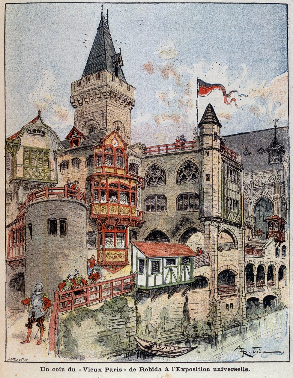 Koutek Robidovy „Staré Paříže“ na světové výstavě. Obálka "" Malý Francouz ilustrovaný"" z 26.5.1900. od Albert Robida