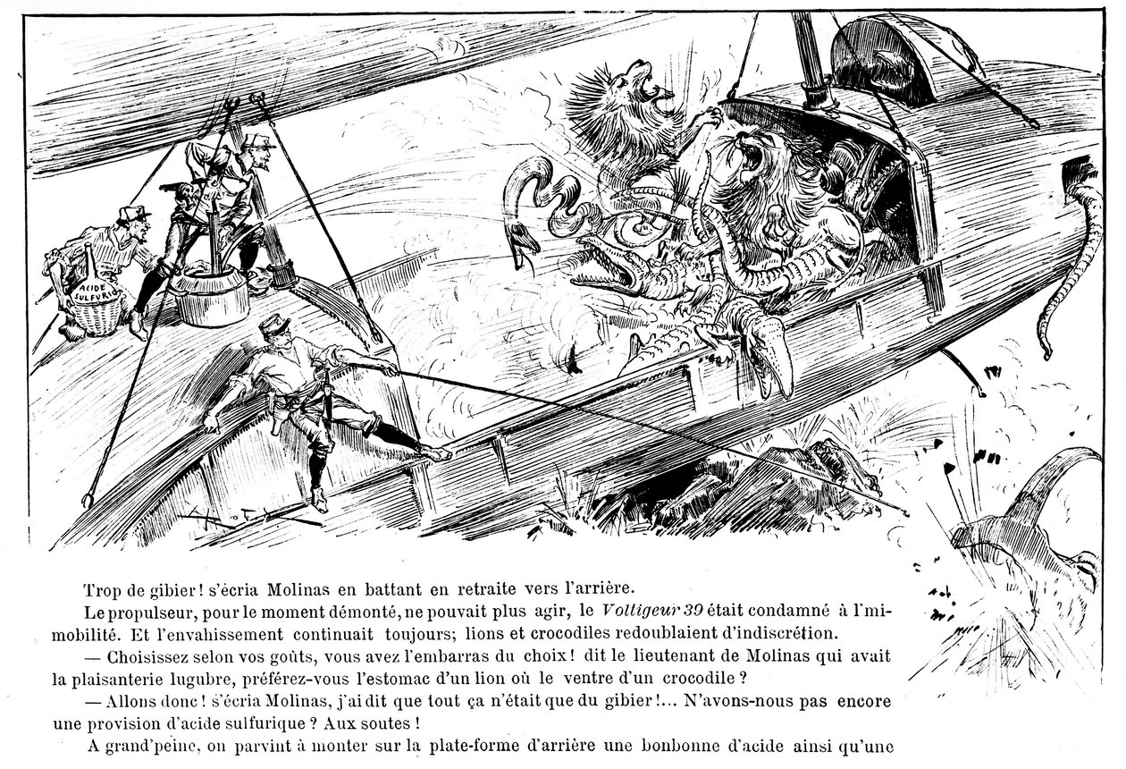 Anticipation: The Attack of the Voltigeur 39 - in “Válka ve 20. století”” od A. Robida, ed. Georges Decaux od Albert Robida