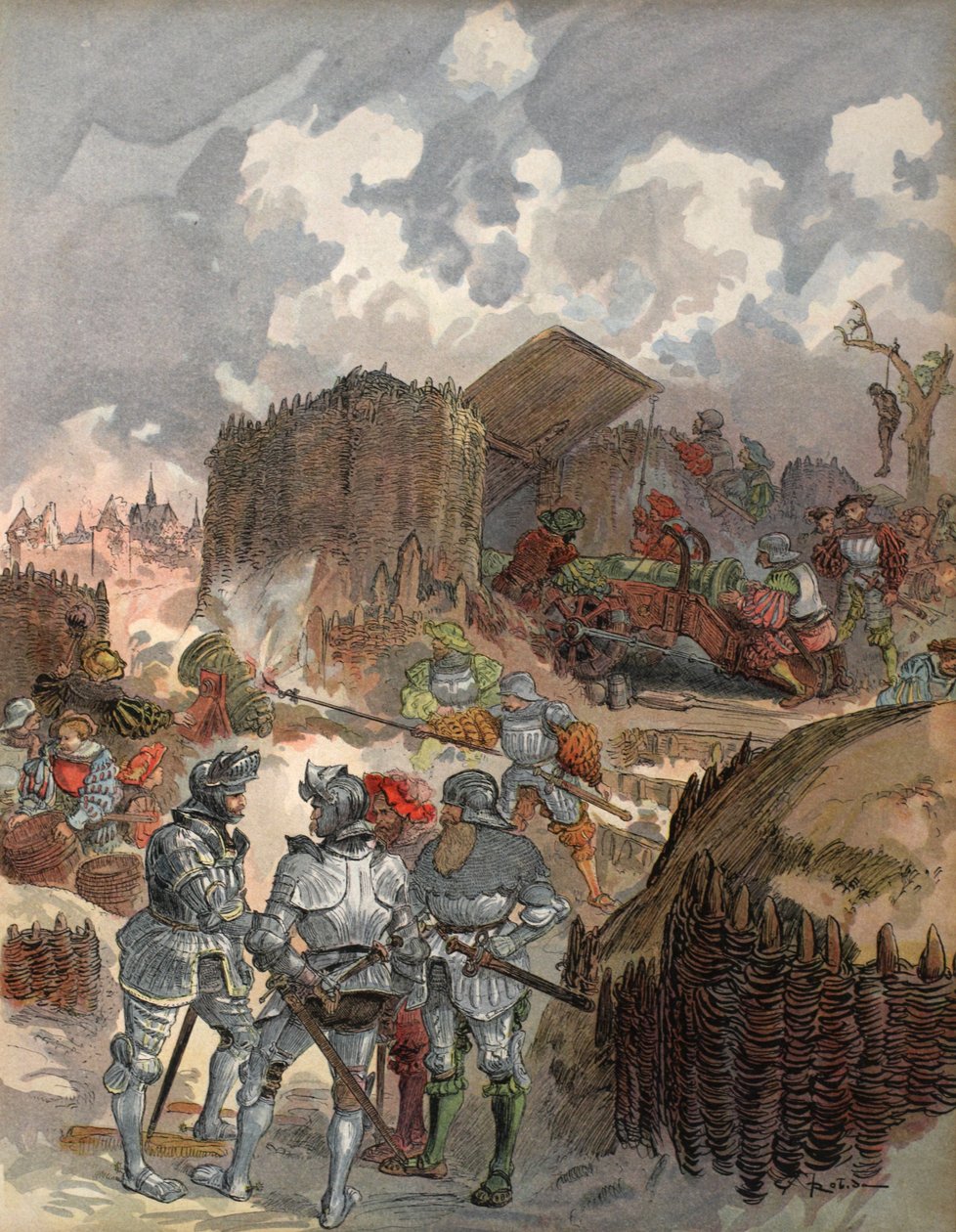 Bayard v obležení Mezieres, ilustrace z 