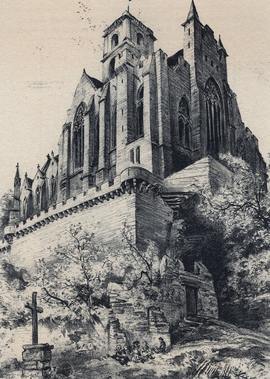 Kolegiální Notre-Dame de Lamballe a Lamballe ve francouzském departementu Cotes-d