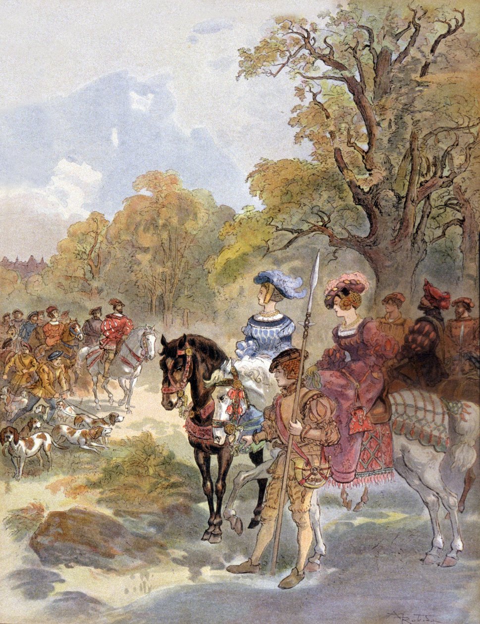 Francouzský král Francois 1. (1494-1547) ilustrace Albert Robida (1909) od Albert Robida