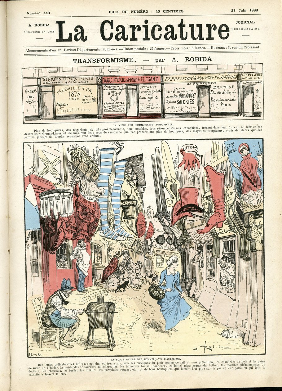 Albert Robidan (1848-1926) kuvitus La Caricaturen (1880) kanteen od Albert Robida