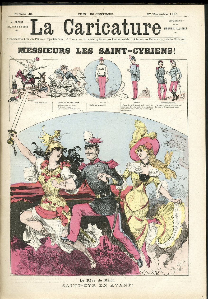 Ilustrace Alberta Robidy (1848-1926) pro obálku La Caricature (1880) od Albert Robida