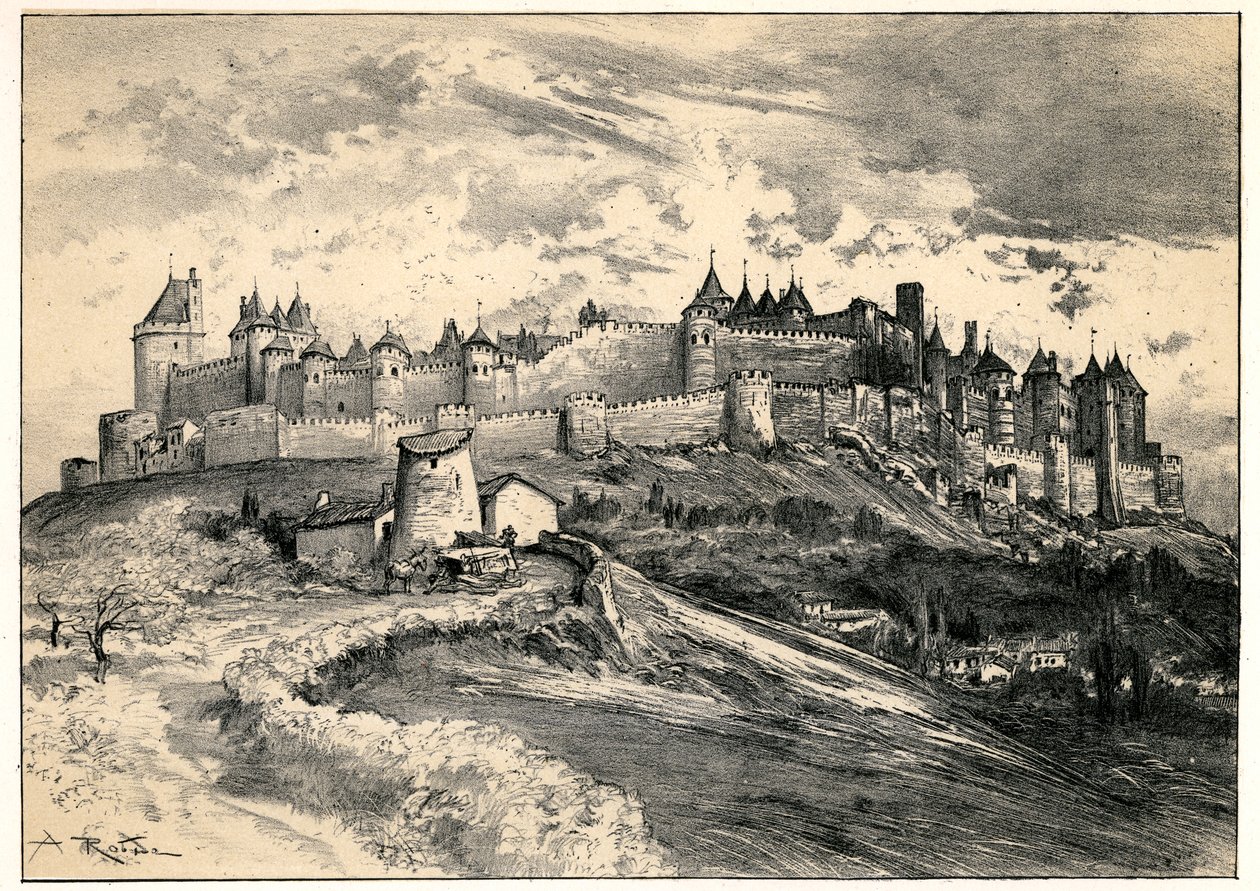 Středověké město Carcassonne od Albert Robida