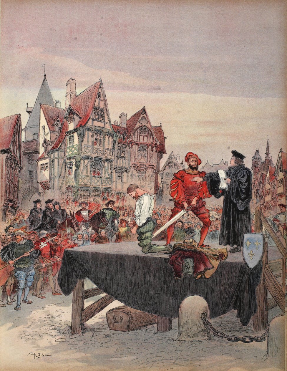 Saint Vallier omilostněn na lešení, ilustrace z 