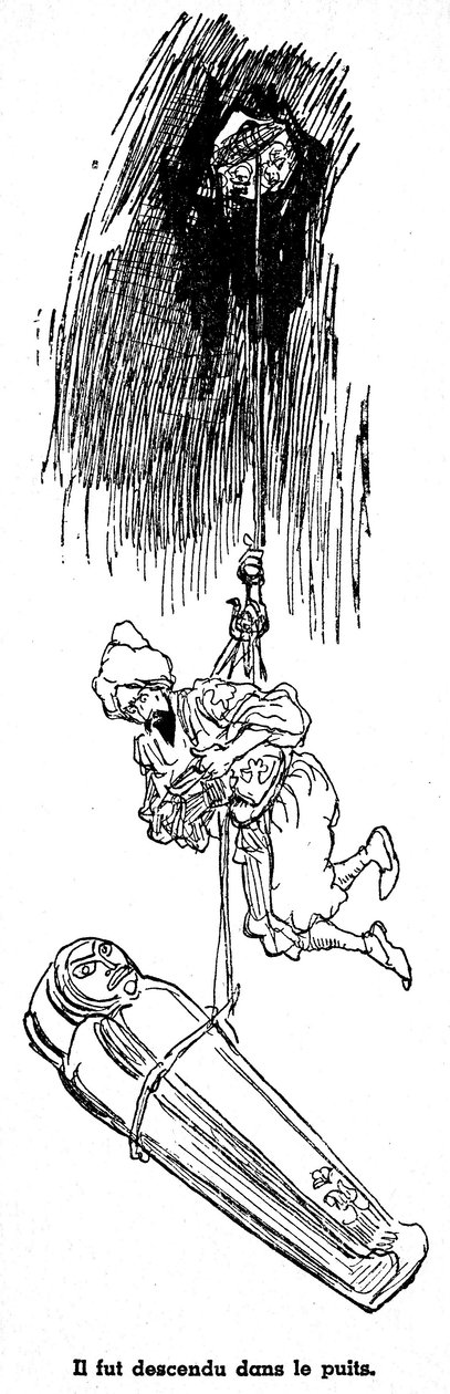 Sindibad námořník (Sindibad) - příběh tisíce a jedné (1001) nocí - ilustrace knihy z roku 1948 (vydání Fortin, sbírka Wonderful Imaging of Childhood) vyprávějící o svých dobrodružstvích - ilustrace Albert Robida (1848 - 1926) - Čtvrtá plavba : Si od Albert Robida