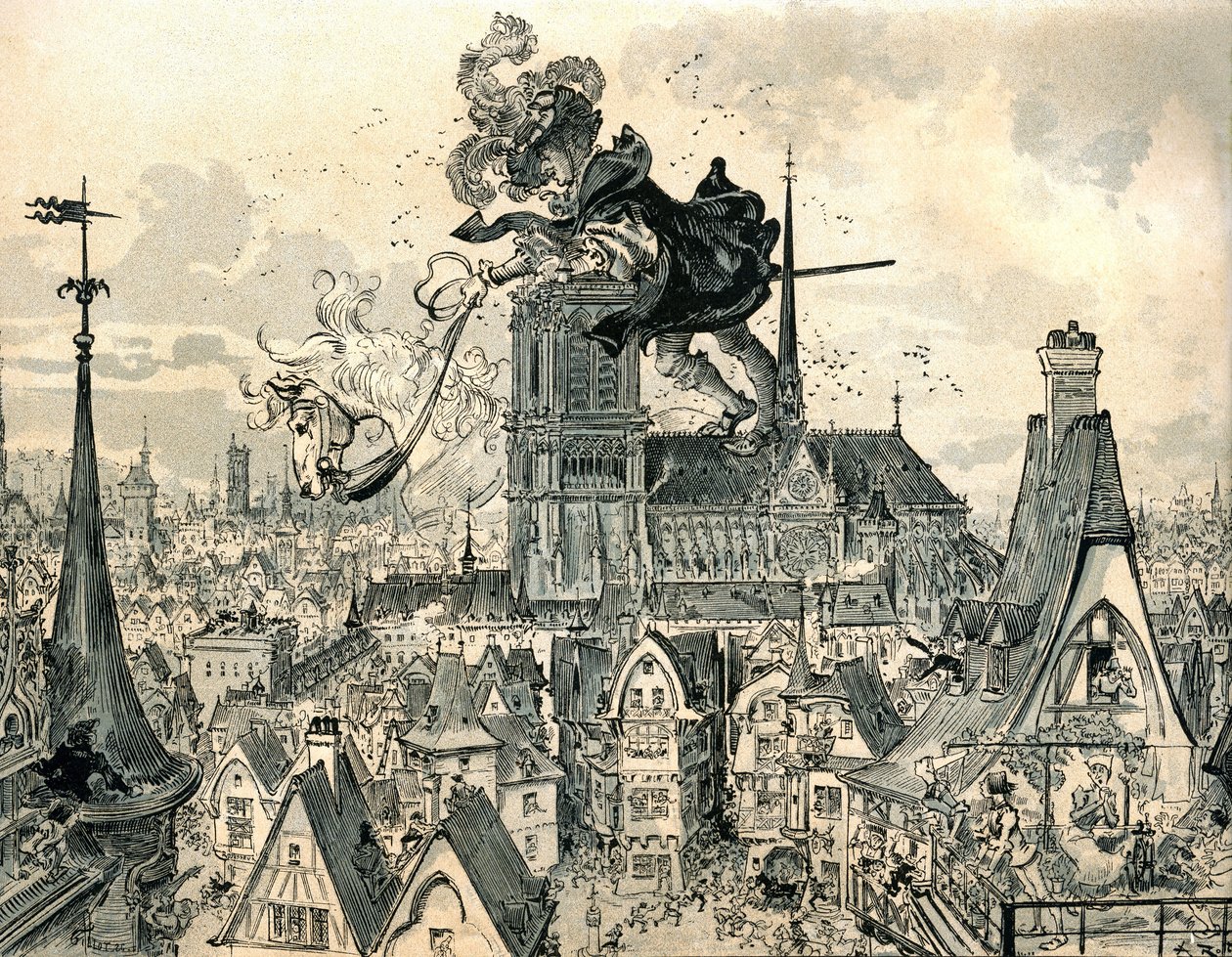 Obr Gargantua skočí z koně od Albert Robida