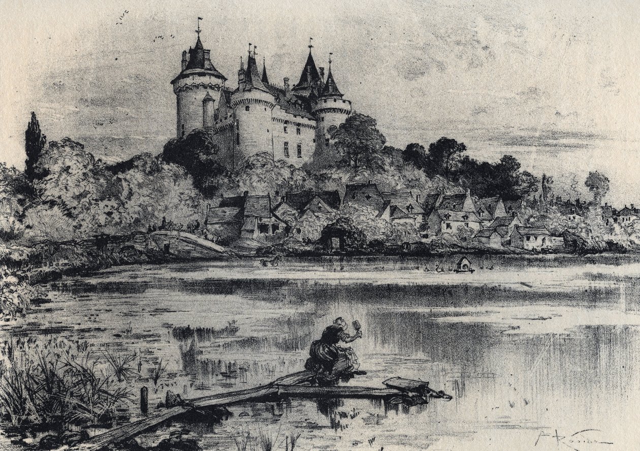 Zámek Combourg v Ille-et-Vilaine - Stará Francie - Bretaň - text, kresby a litografie, Albert Robida (1848-1926) nedatováno konec 19. stol. od Albert Robida