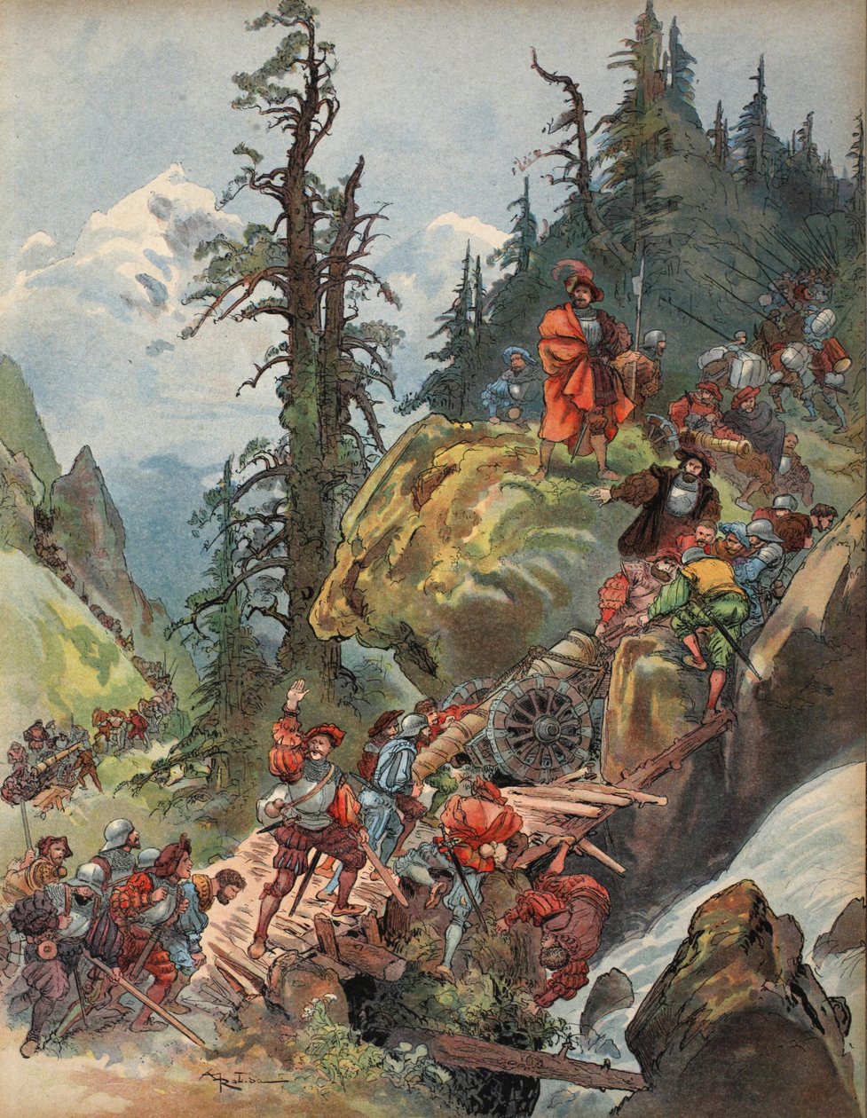 Přechod Alp, ilustrace z 