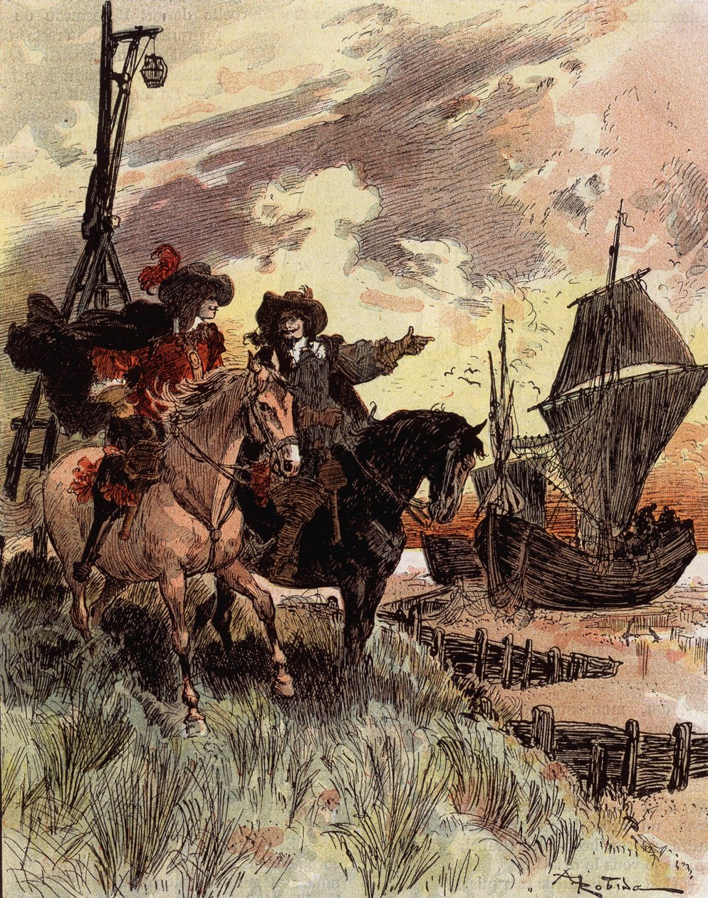Plachost kapitána Bellormeaua – „“ Bellormeau si prohlédl Fort Philippe““. Postava z knihy Alberta Robidy. Obálka "" Malý Francouz ilustrovaný""" z 16.12.1899. od Albert Robida