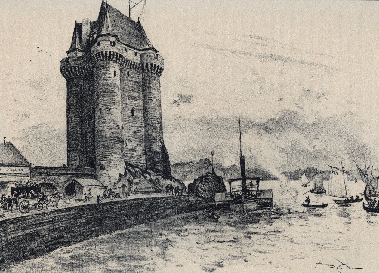 Věž Solidor opevnění v Saint-Malo, okres Saint-Servan - Stará Francie - Bretaň - text, kresby a litografie, Albert Robida (1848-1926). od Albert Robida