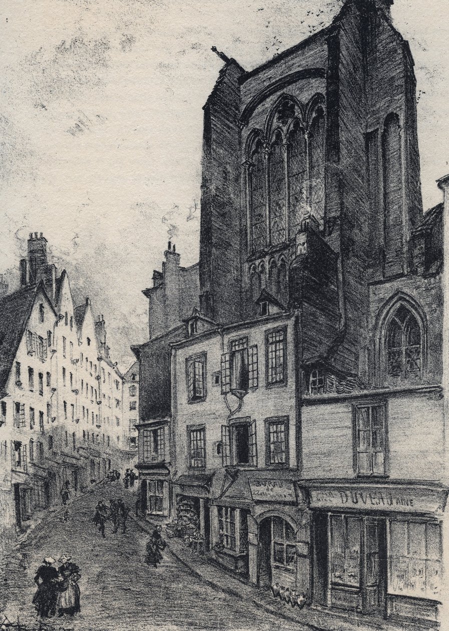 Ulice v Saint Malo - Stará Francie - Bretaň - text, kresby a litografie, Albert Robida (1848-1926) nedatováno konec 19. století od Albert Robida