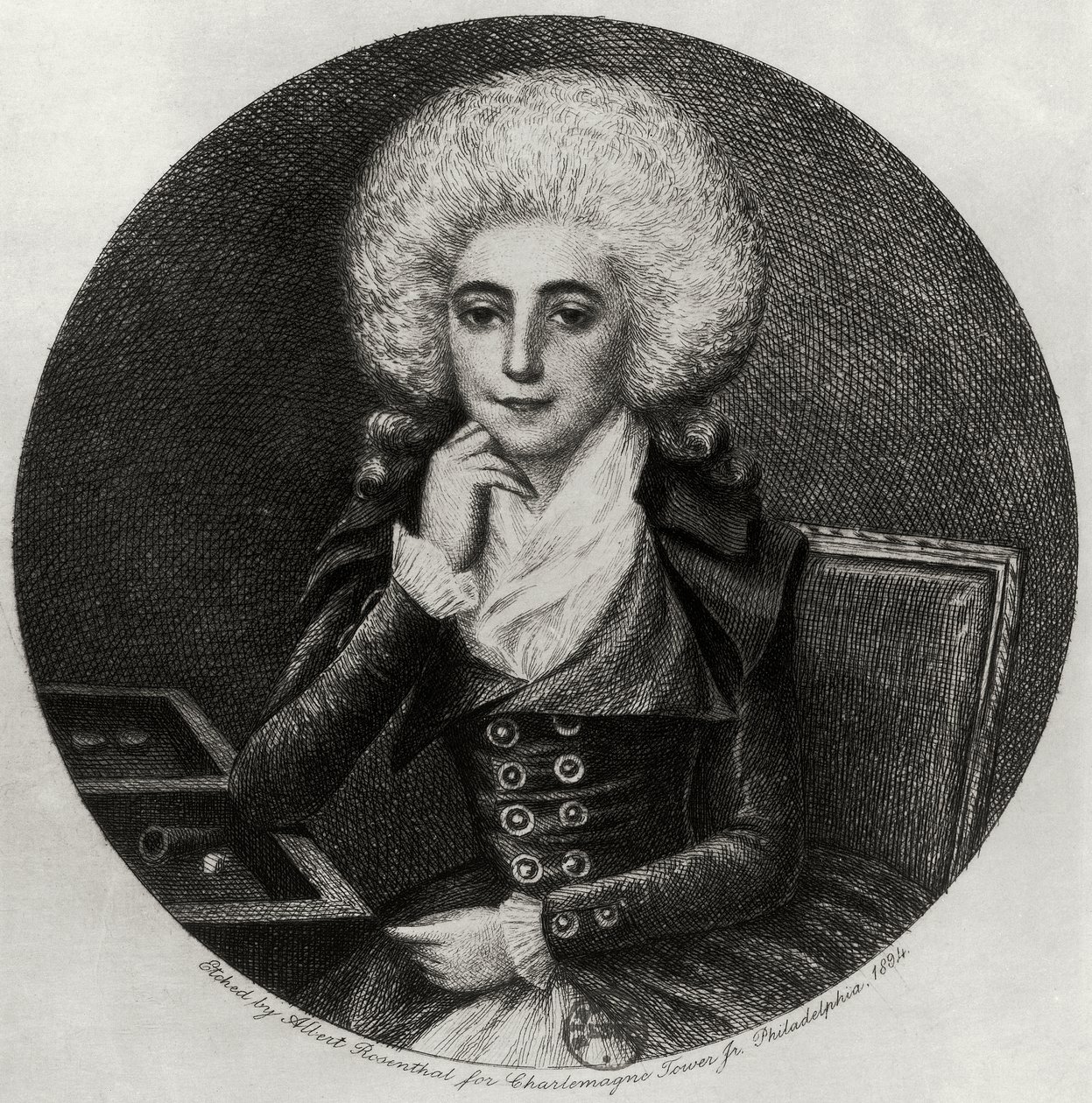 Portrét Marie-Madeleine Pioche de La Vergne (rytina) od Albert Rosenthal