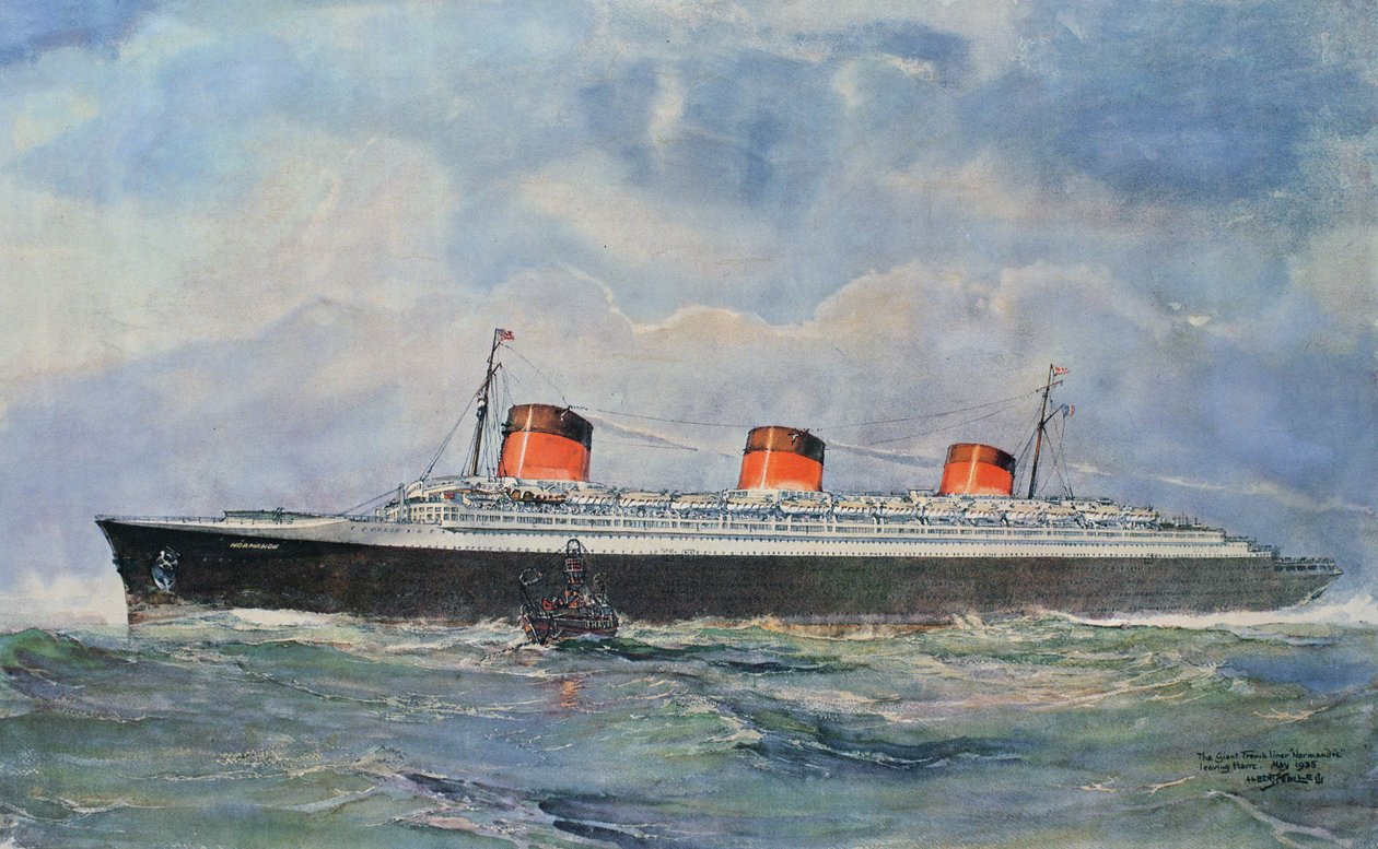 První plavba lodi SS Normandie z Le Havru, 29. května od Albert Sébille