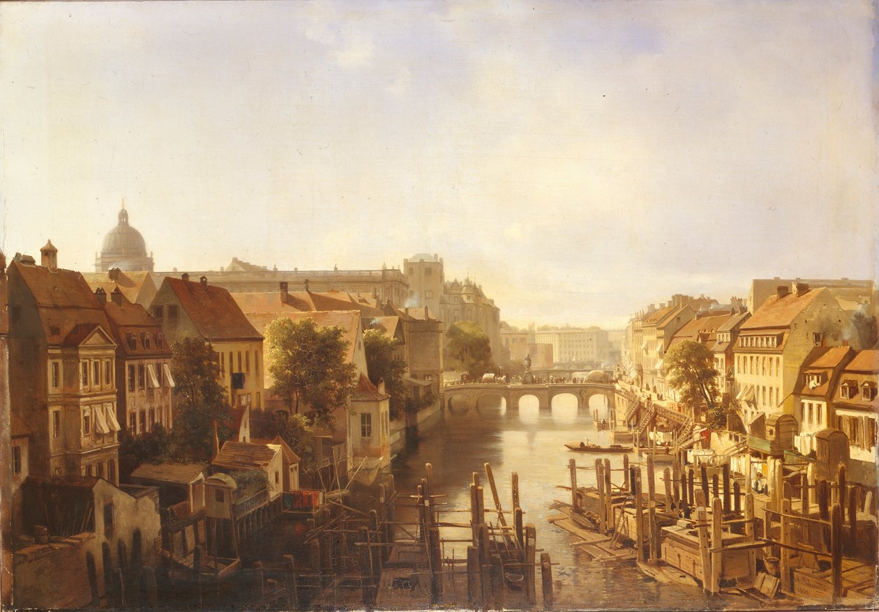 Pohled na Dlouhý most z Mühlendamm, 1850 od Albert Schwendy
