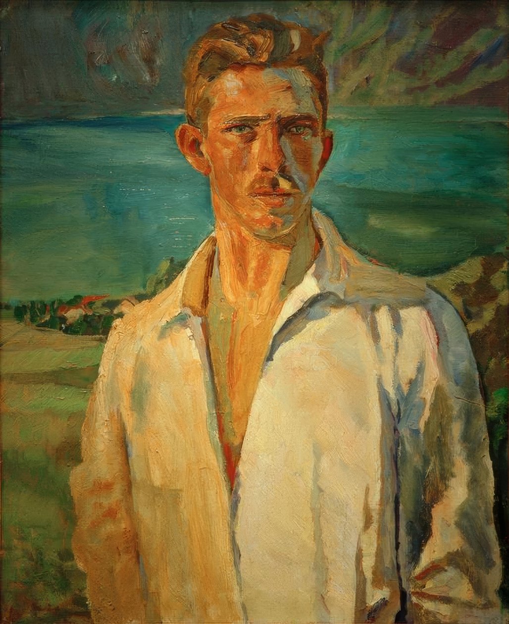 Autoportrét na Attersee od Albert Weisgerber