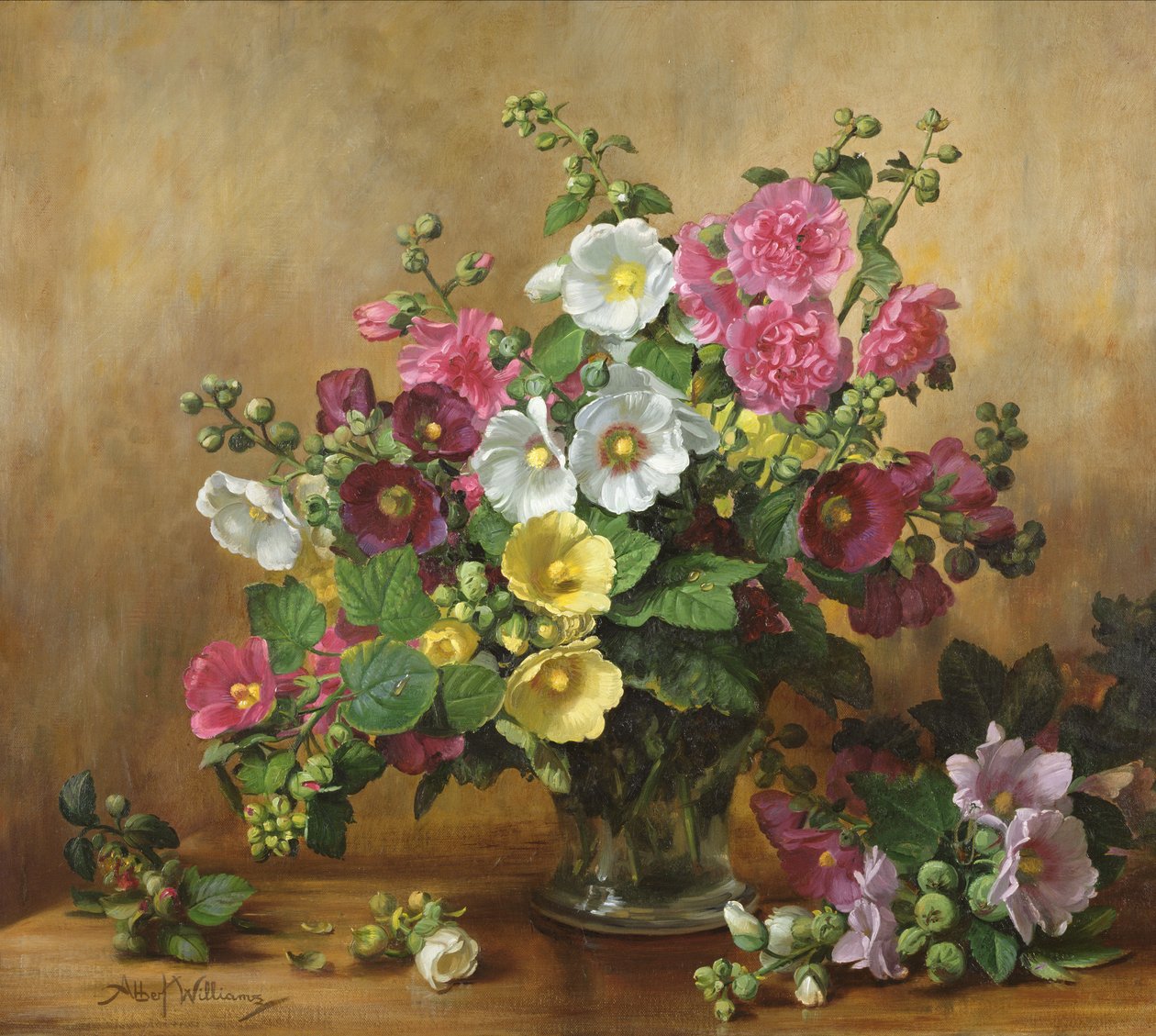 AB257 Hollyhocks z konce září od Albert Williams