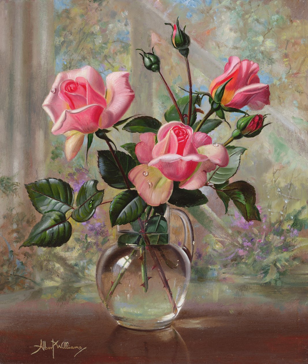 Madame Butterfly Roses ve skleněné váze od Albert Williams
