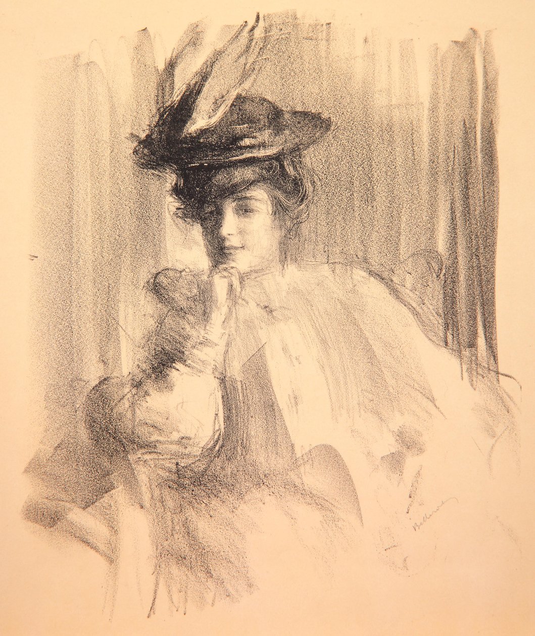 Lili s péřovým kloboukem, 1907 od Albert de Belleroche