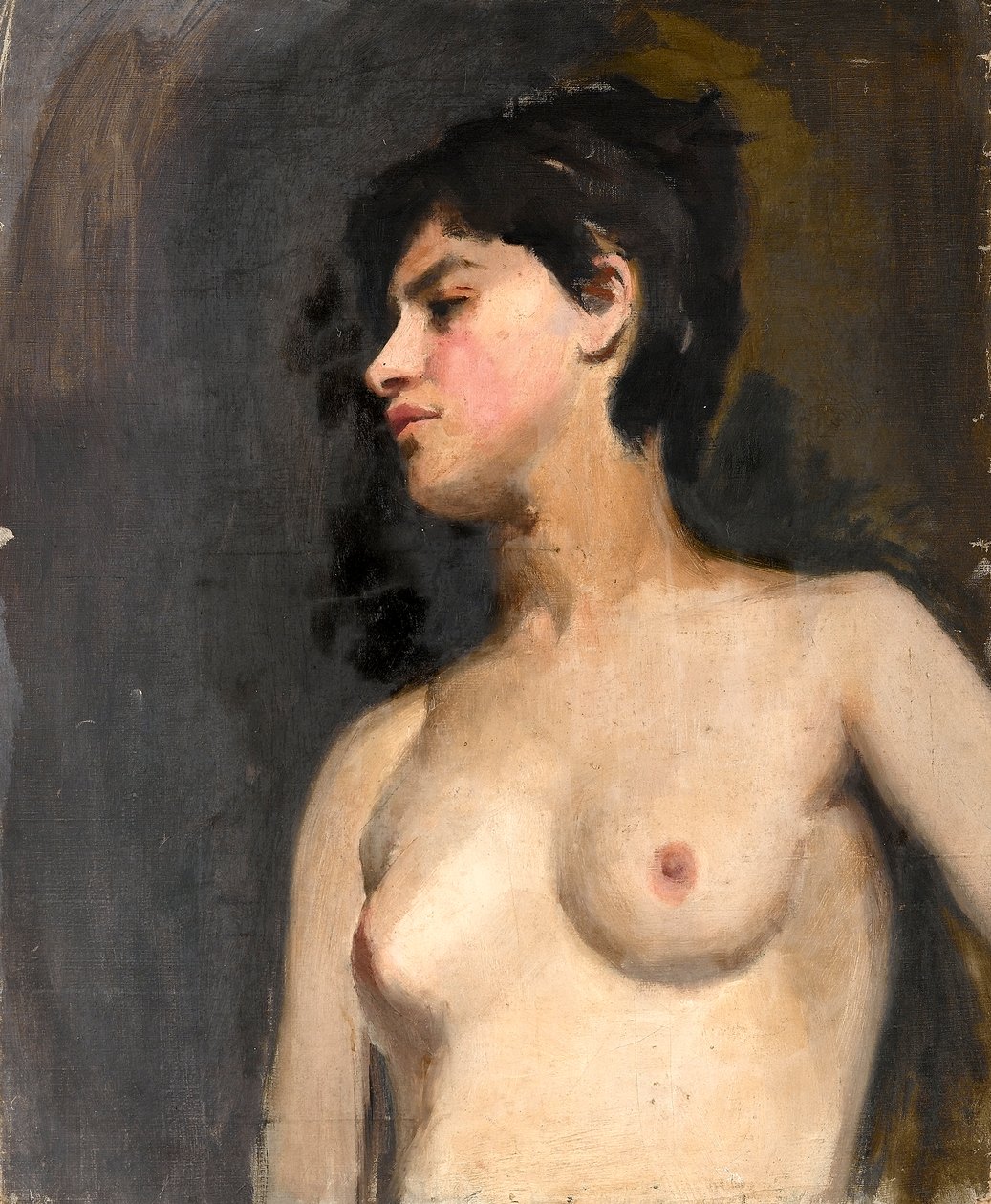 Žena polonahá. Černé pozadí. Kolem roku 1880 od Albert de Belleroche