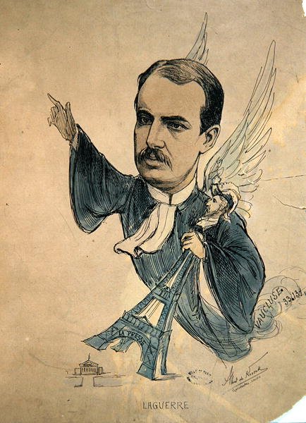 Karikatura Georgese Laguerra, cca 1900 (barevná litografie) od Albert de Korsak