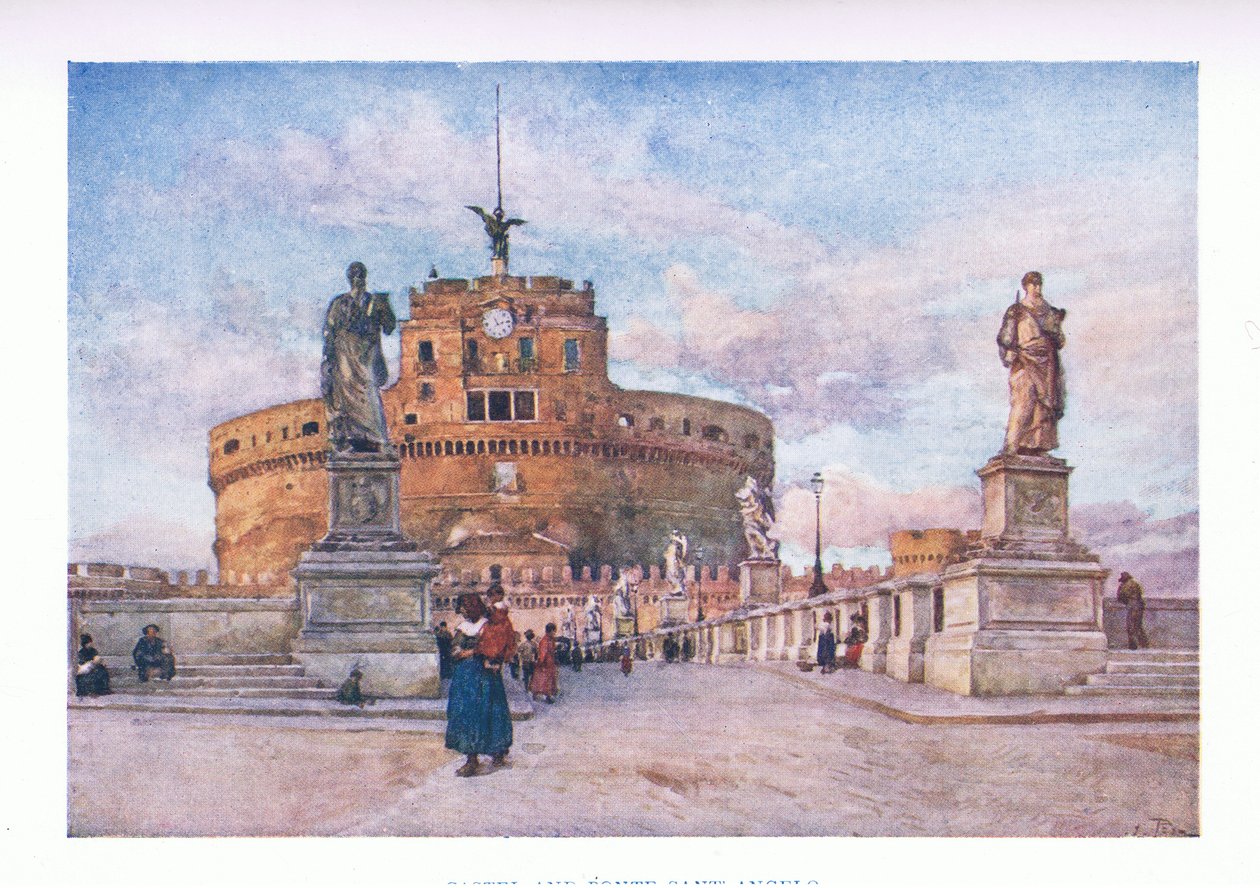 Castel a Ponte Sant Angelo, z Říma, vydané A & C Black Ltd, 1925 od Alberto Pisa