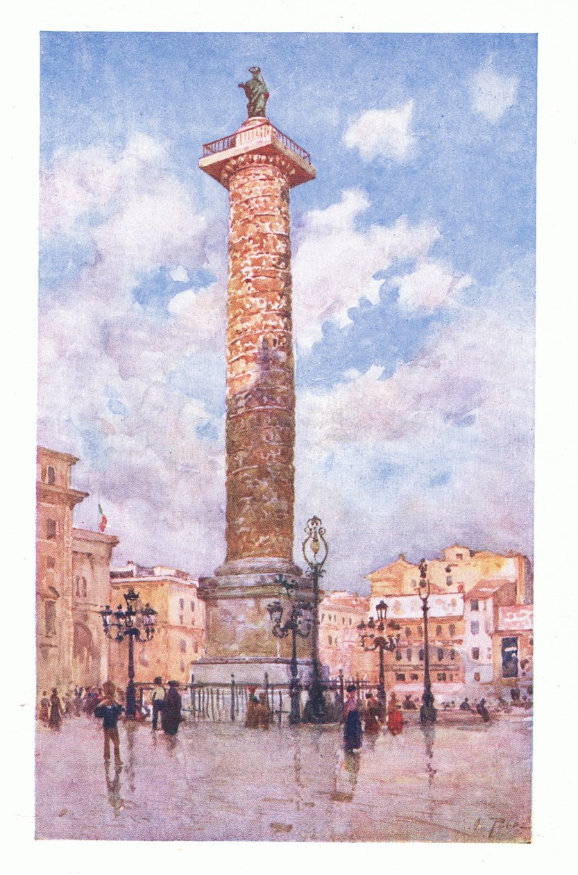 Sloup Marca Aurelia, Piazza Colonna, z Říma, vydaný A & C Black Ltd, 1925 od Alberto Pisa
