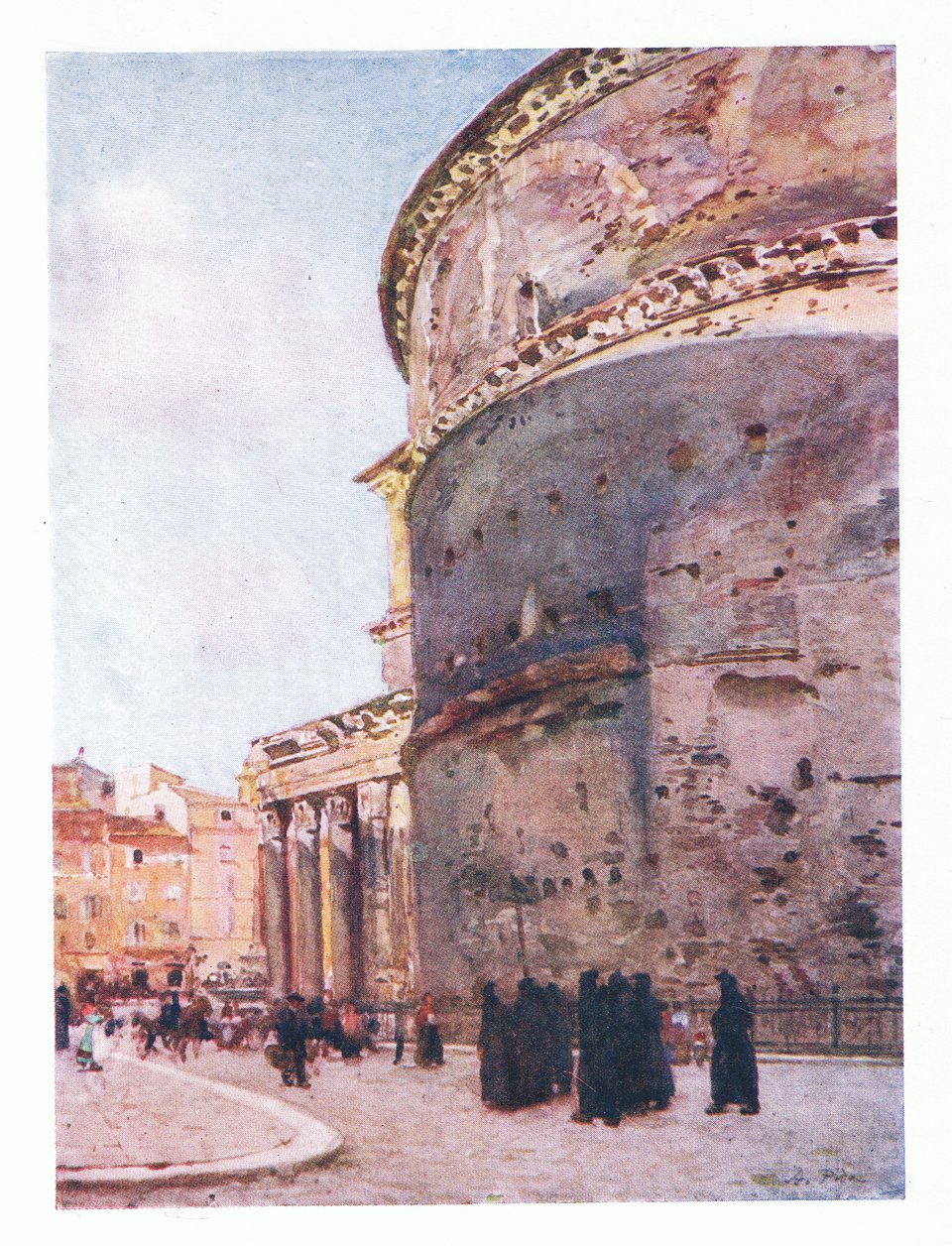 Pantheon, pohled z boku, z Říma publikoval A & C Black Ltd, 1925 od Alberto Pisa