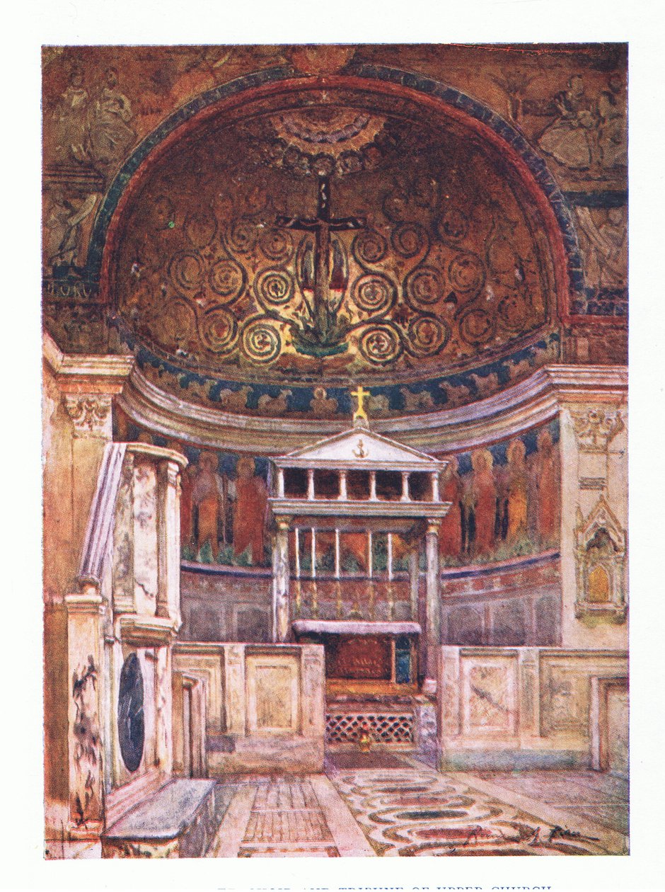 San Clemente, sbor a Tribune of Upper Church (dole je Mithrův chrám), z Říma vydané A & C Black Ltd, 1925 od Alberto Pisa
