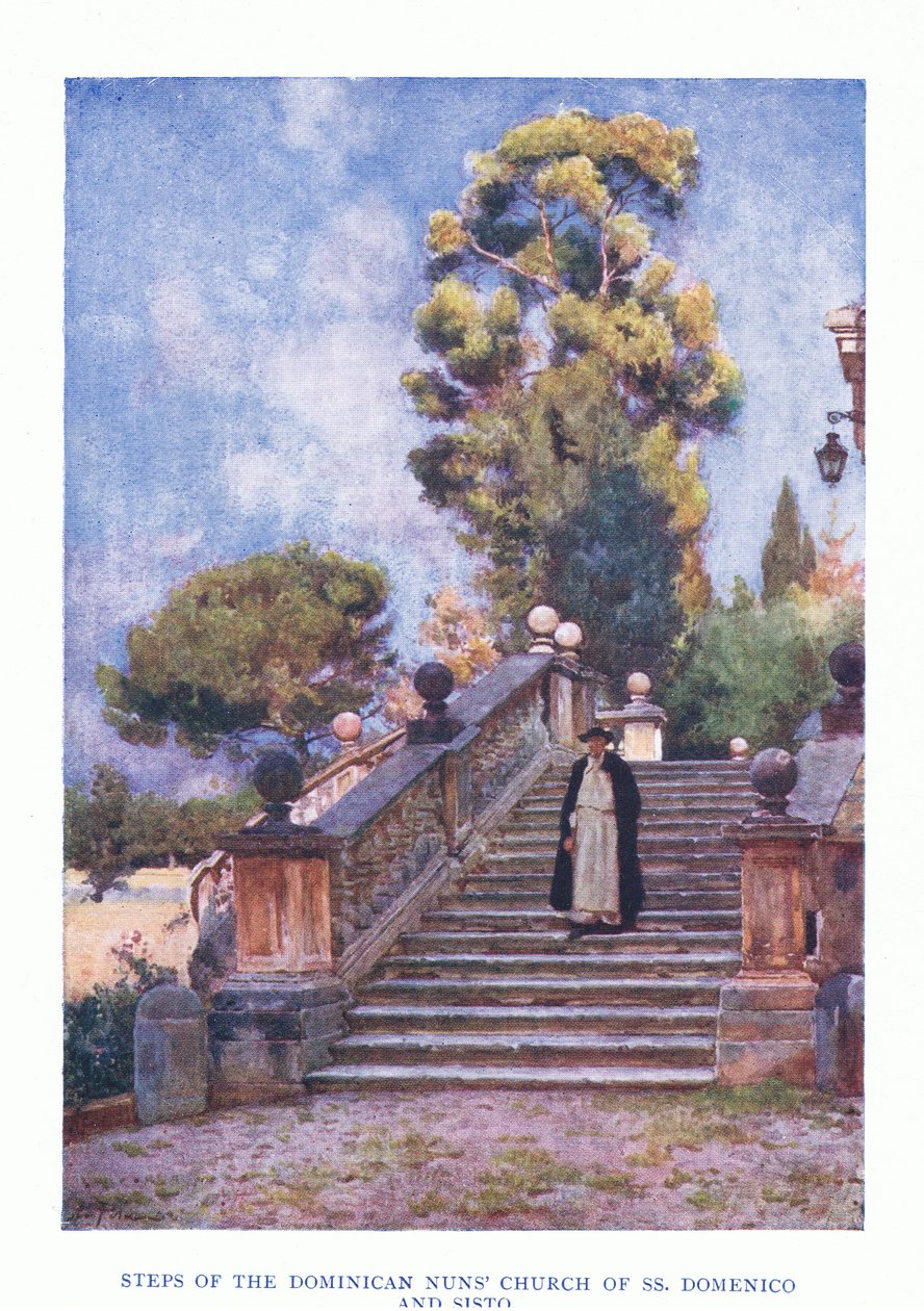 Kroky kostela dominikánských jeptišek SS Domencio a Sisto, z Říma vydané A & C Black Ltd, 1925 od Alberto Pisa