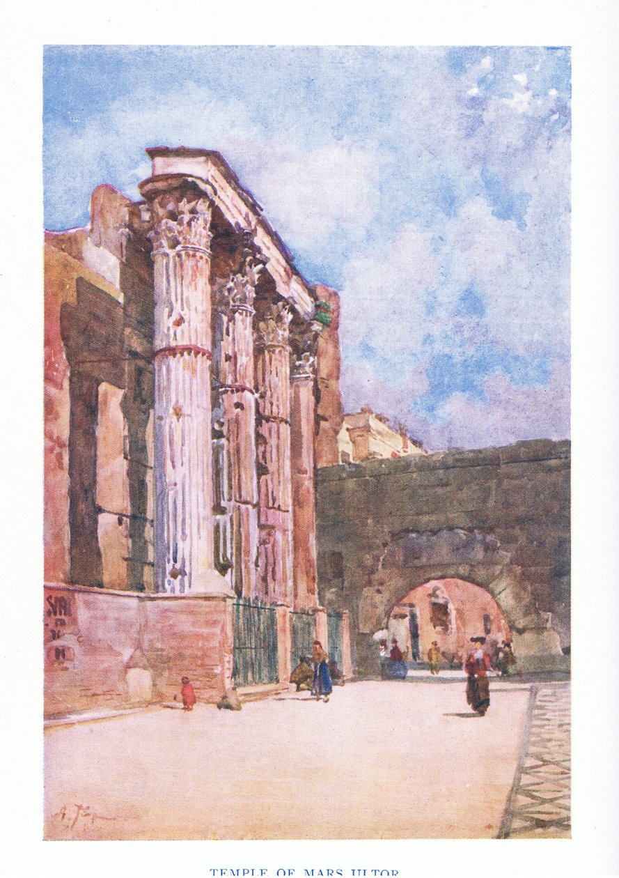 Chrám Mars Ultor (v Augustově fóru), z Říma publikoval A & C Black Ltd, 1925 od Alberto Pisa