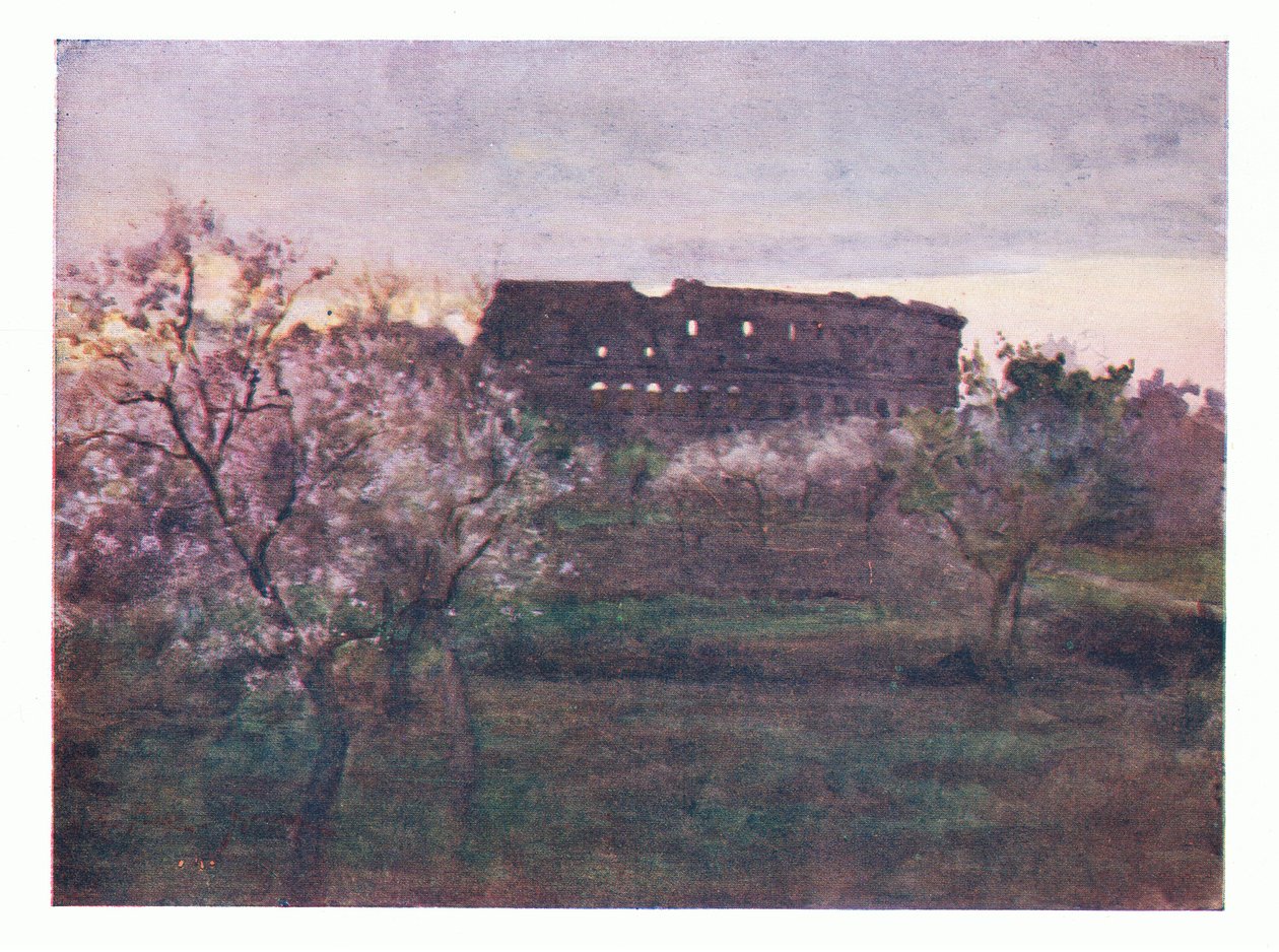 Koloseum při západu slunce, z Říma vydané A & C Black Ltd, 1925 od Alberto Pisa