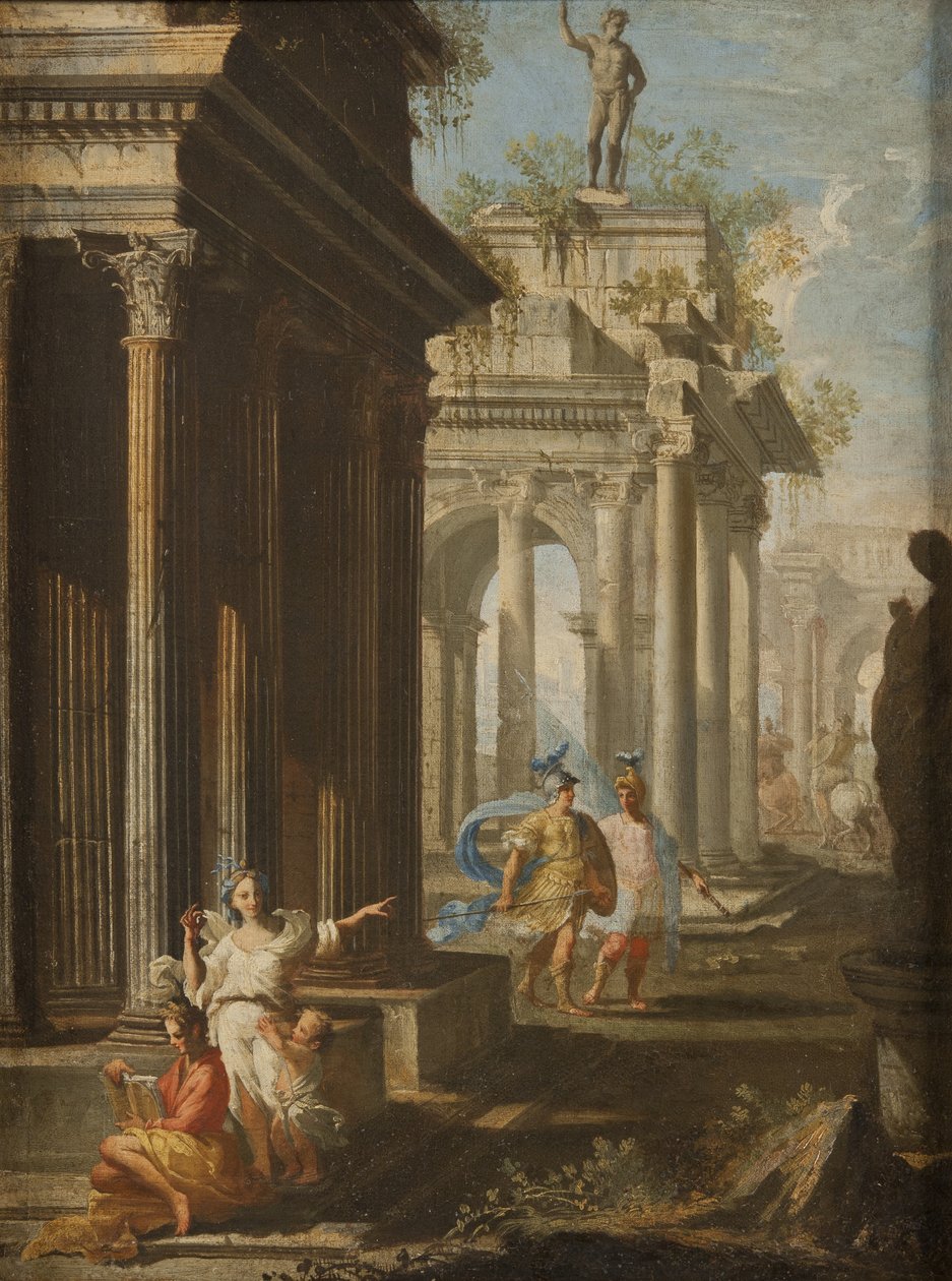Dívka čte v korintském chrámu, kolem roku 1710 od Alberto Carlieri