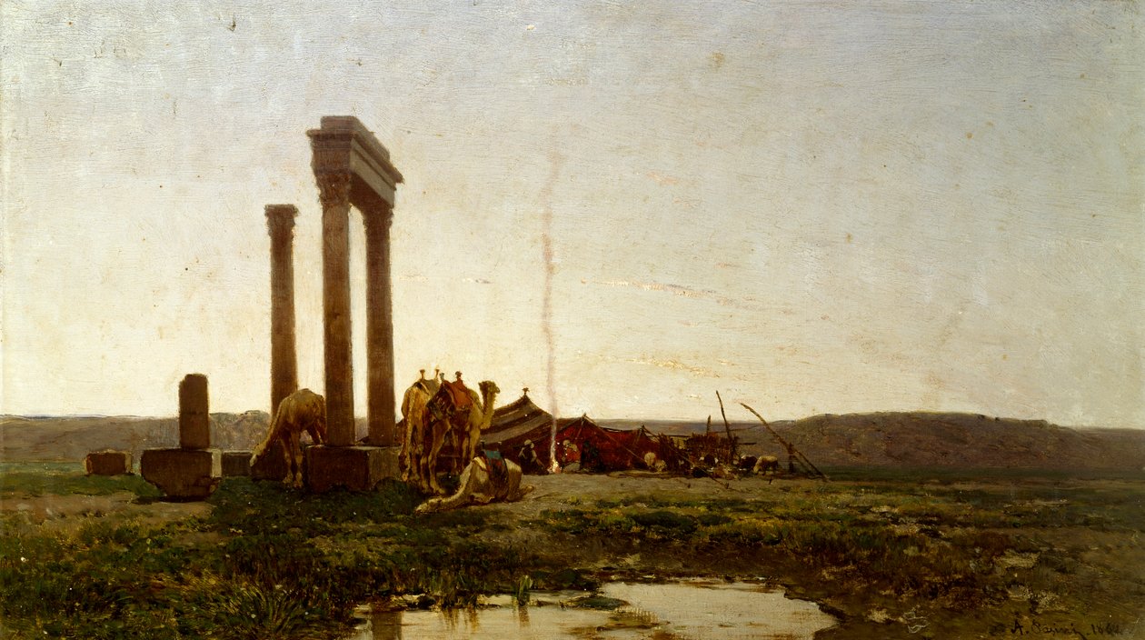 Klasické ruiny v poušti, obraz Alberta Pasiniho (1826-1899) od Alberto Pasini
