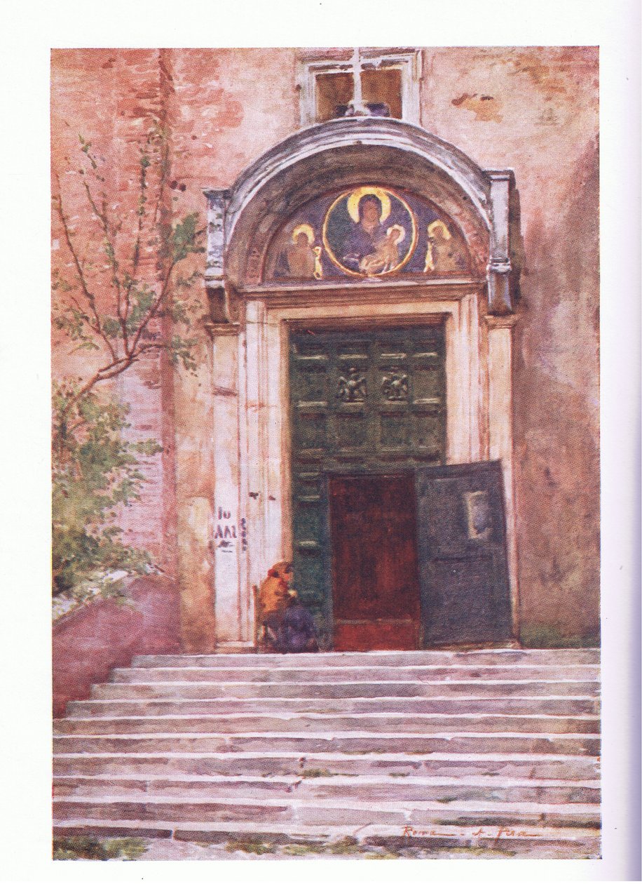Vchod do Ara Coeli, z fóra, z Říma publikoval A & C Black Ltd, 1925 od Alberto Pisa