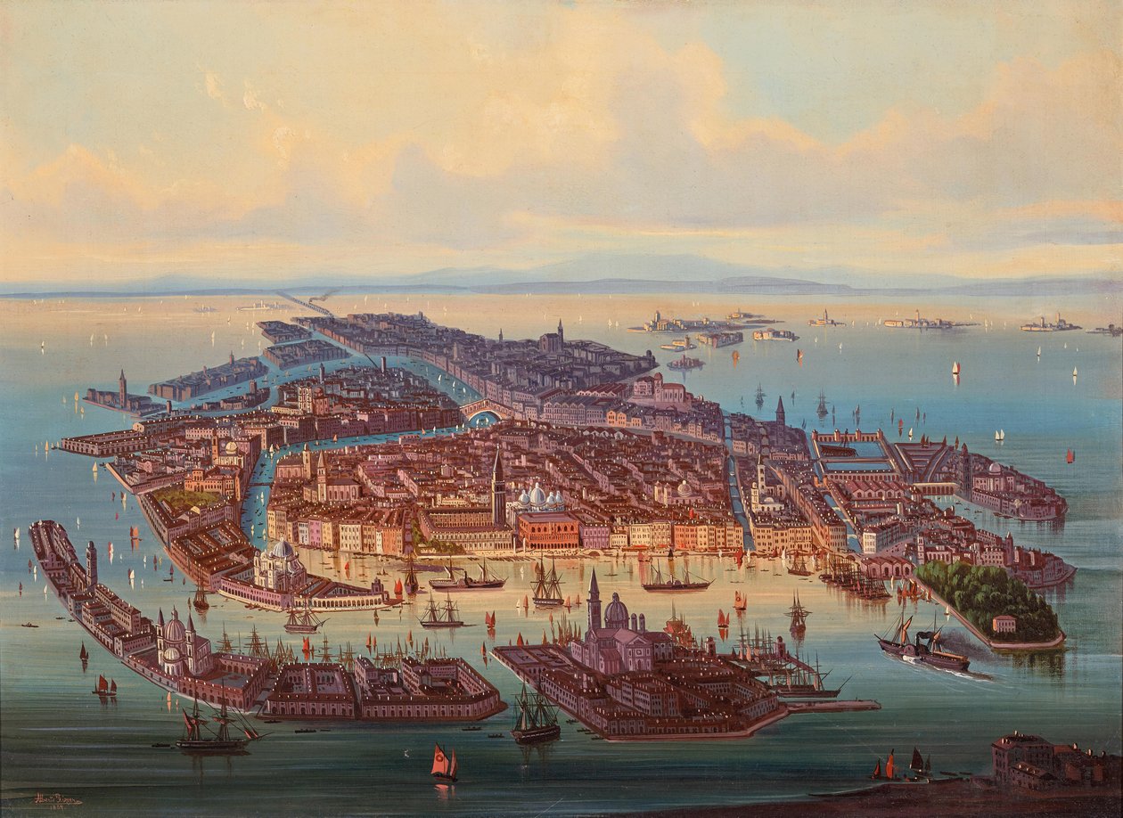 Letecký pohled na Benátky, 1867. od Alberto Rieger
