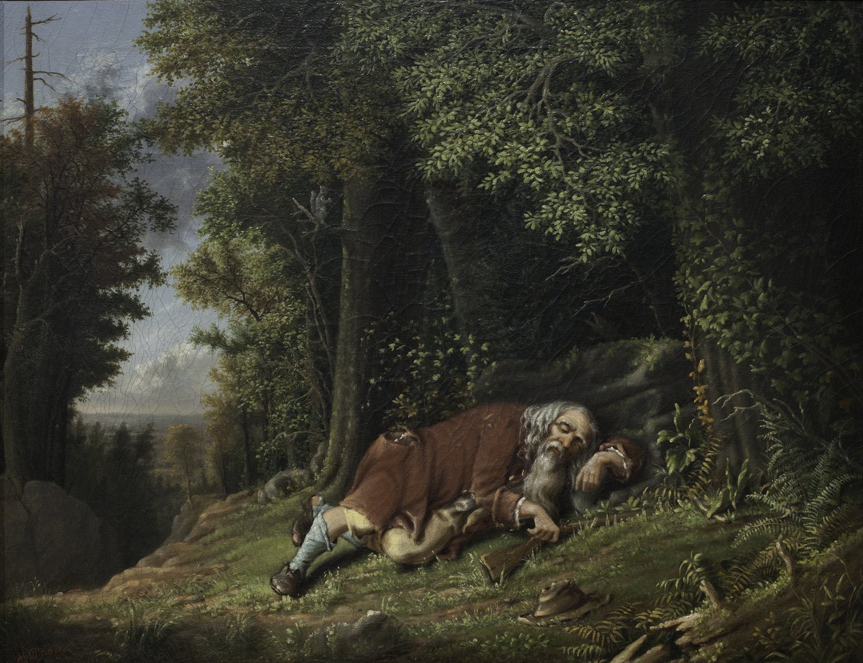 Rip Van Winkle Asleep, 1879-80 (olej na plátně) od Albertus D.O Browere